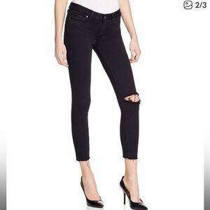 Paige Verdugo black distressed cropped skinny jeans